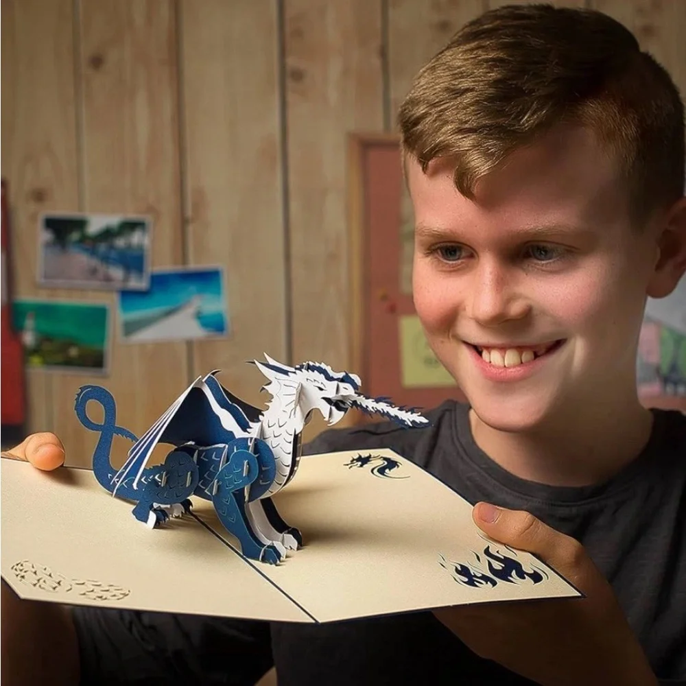 Dragon Pop Up Card by DEVINE In Blue | 3D Cards Pop Up Birthday Card Boys Kids